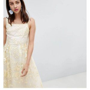 Embroidered Floral Lace Midi Dress